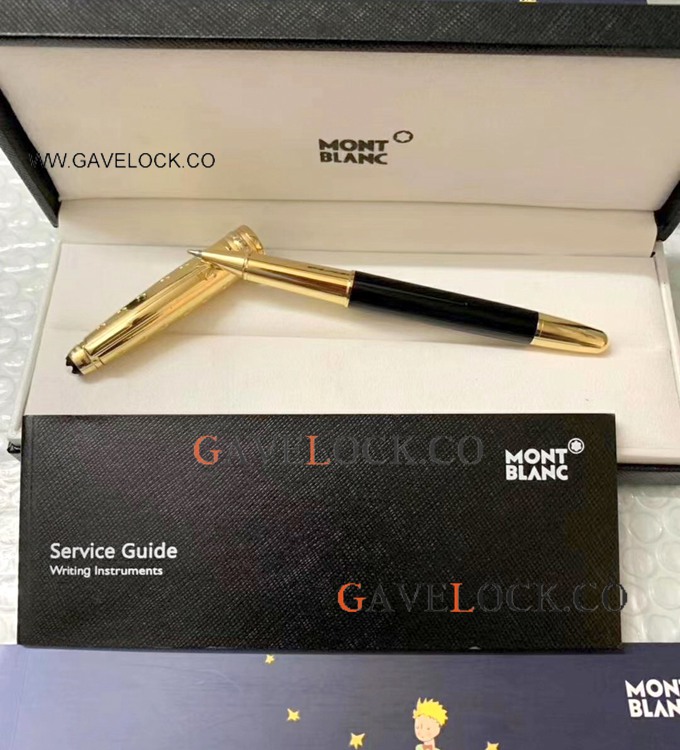AAA Replica Mont blanc Le Petit Prince 163 Rollerball Gold Cap